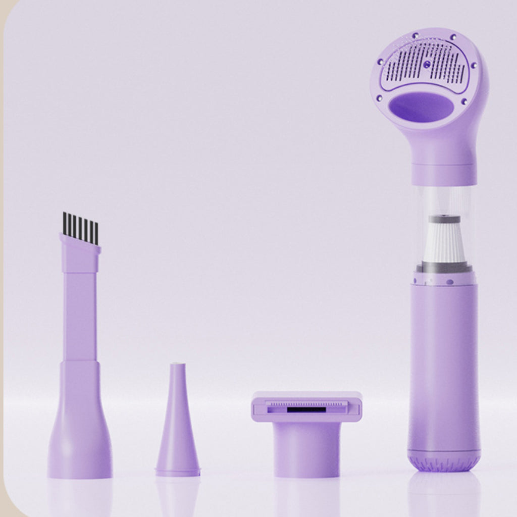 Compact Clean 4-in-1 Handheld Vacuum Pet Grooming and Dirt Remover with 3 Speeds & LCD